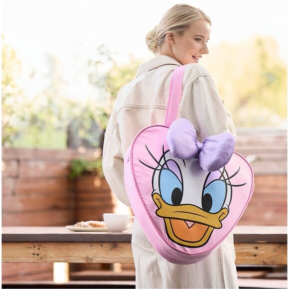 Disney Parks Daisy Duck Face Canvas Bag Tote NWT 3D Purple Bow Pink Kawaii - Picture 2 of 5